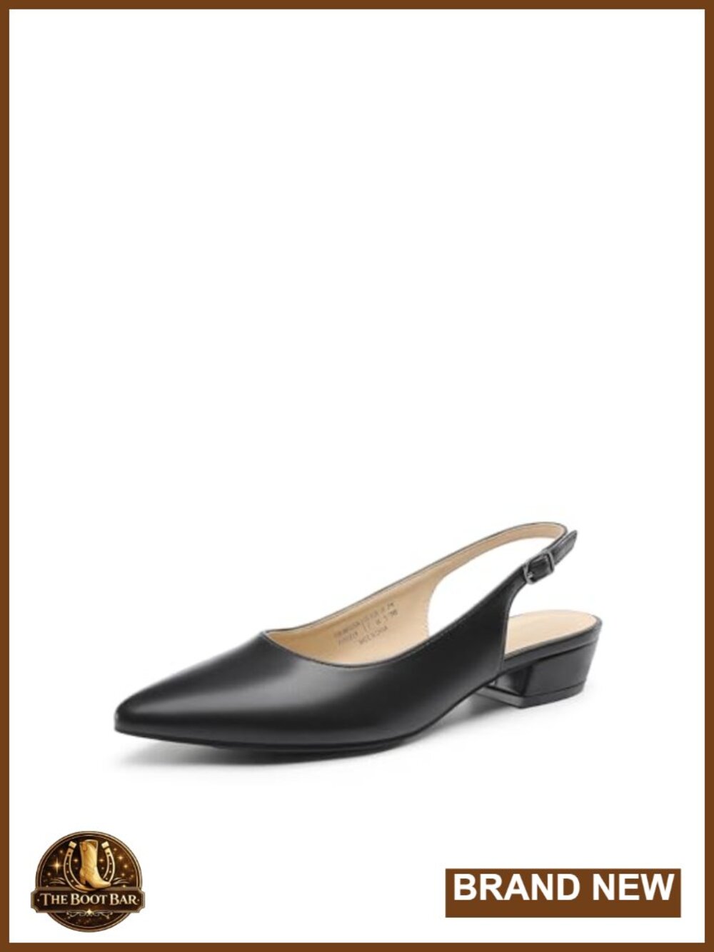 Women's Slingback Low Block Heels Pointed Toe Faux Leather Pumps